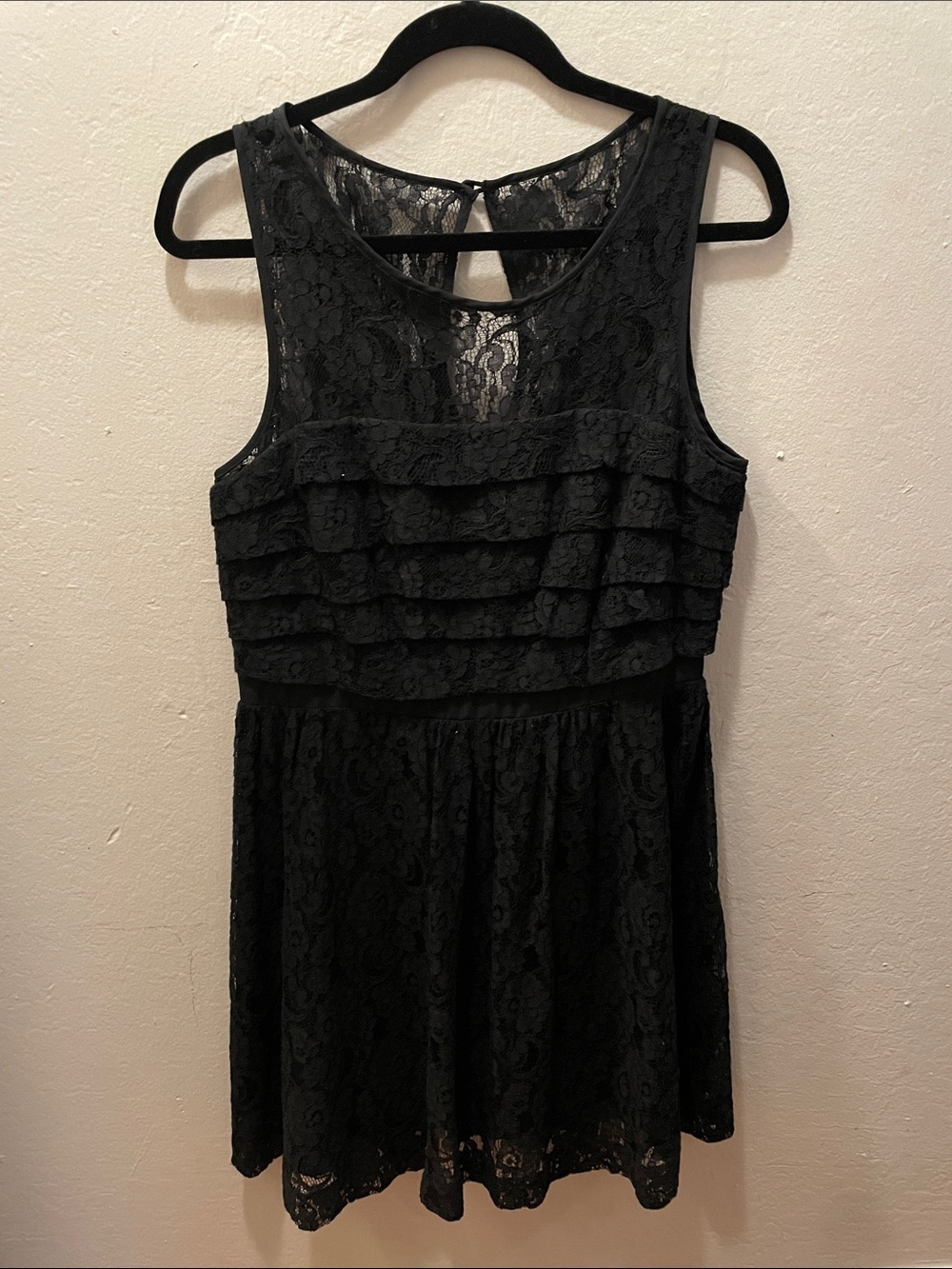 Black Lace Ruffle Dress Size Large